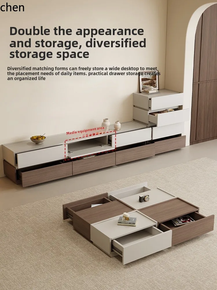 Coffee & Tea Ken'S House - W5.19 solid wood floor-to-ceiling TV cabinet,