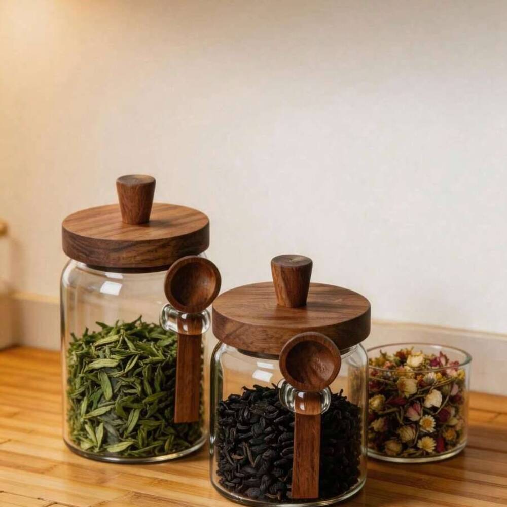 Coffee Tea Canister Set - 3Pcs Set Clear Glass Jars with