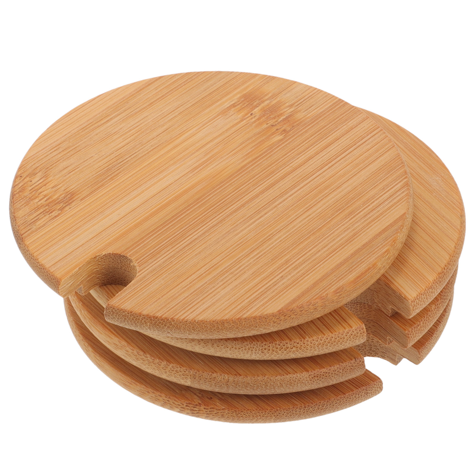 Coffee Tea Replacement - 4Pcs Bamboo Round Cup Lid Mug