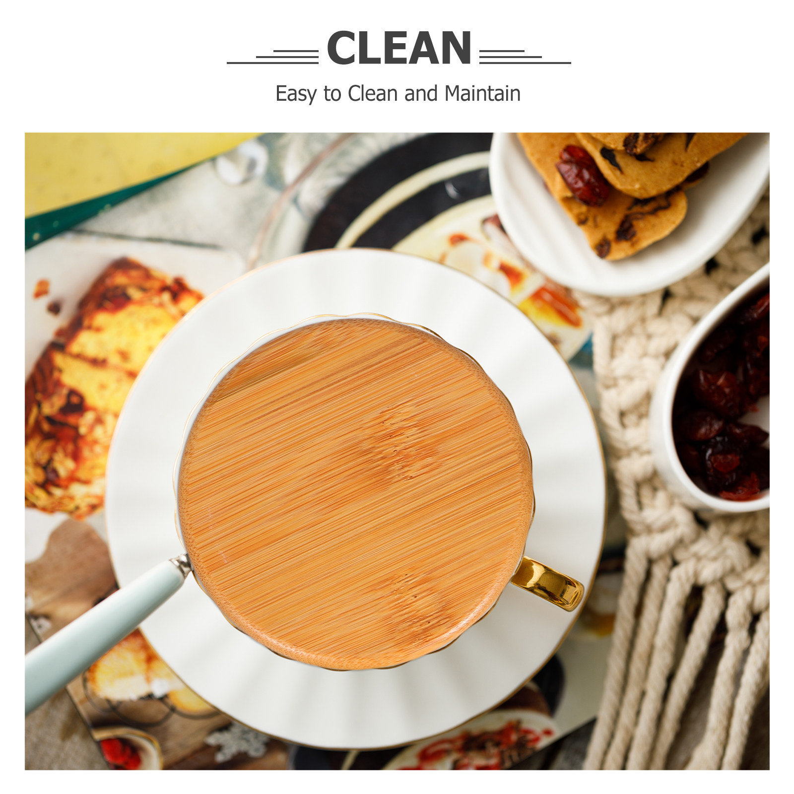 4Pcs Bamboo Cup Lids Round Uni - Coffee Tea Replacement ulasan dan harga