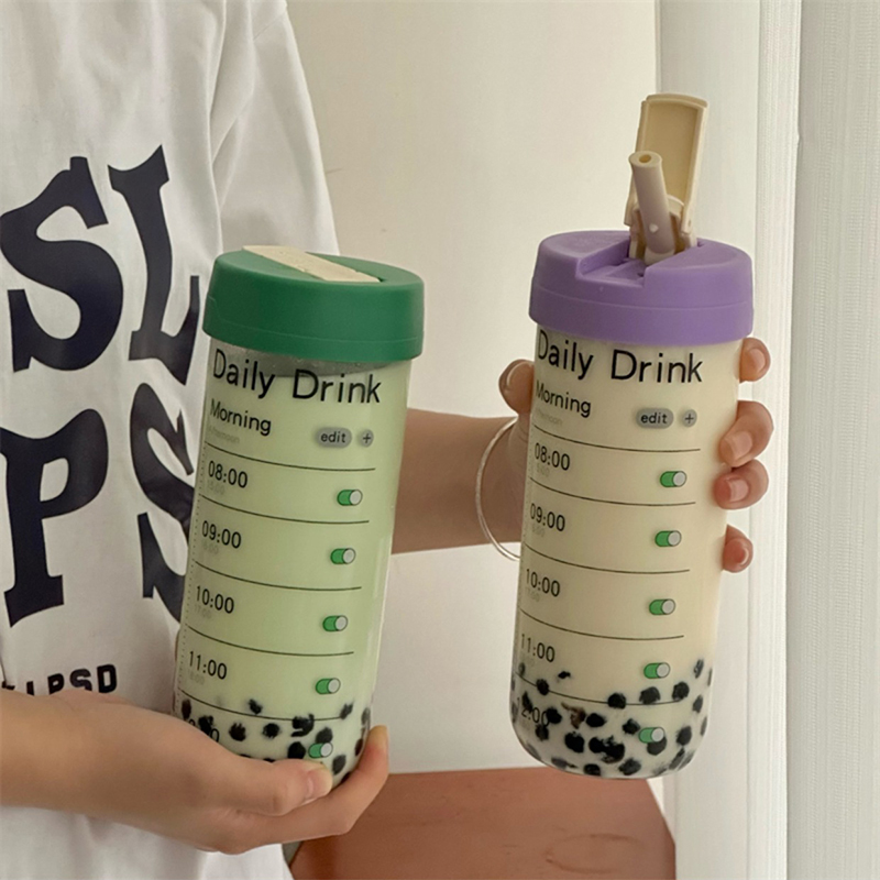 Glass Water Bottle With Time M - Coffee Tea Equipment ulasan dan harga