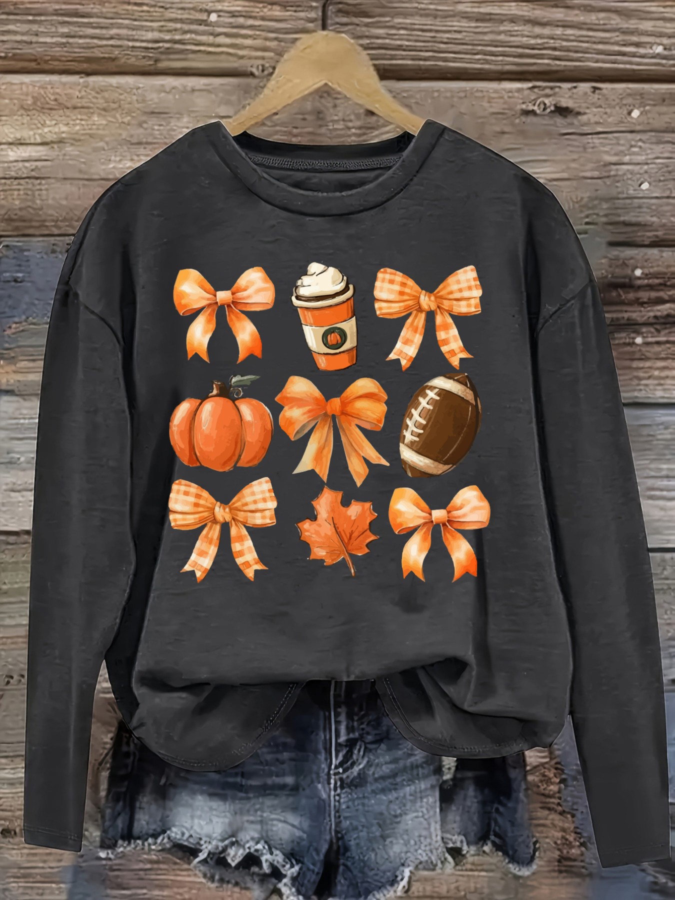 Women's Casual Long Sleeve Cre - Coffee & Tea Ken'S House ulasan dan harga