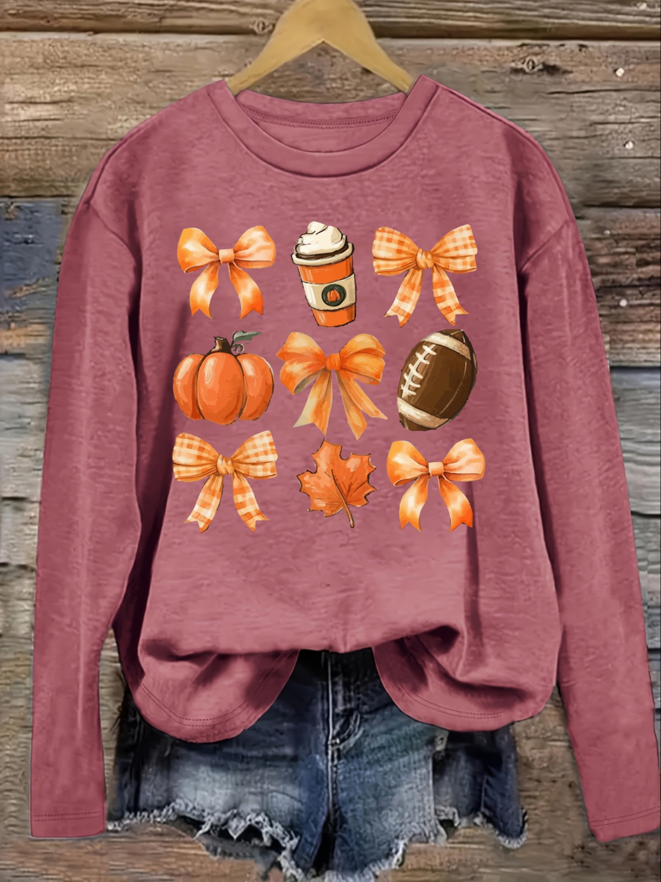 Women's Casual Long Sleeve Cre - Coffee & Tea Ken'S House ulasan dan harga