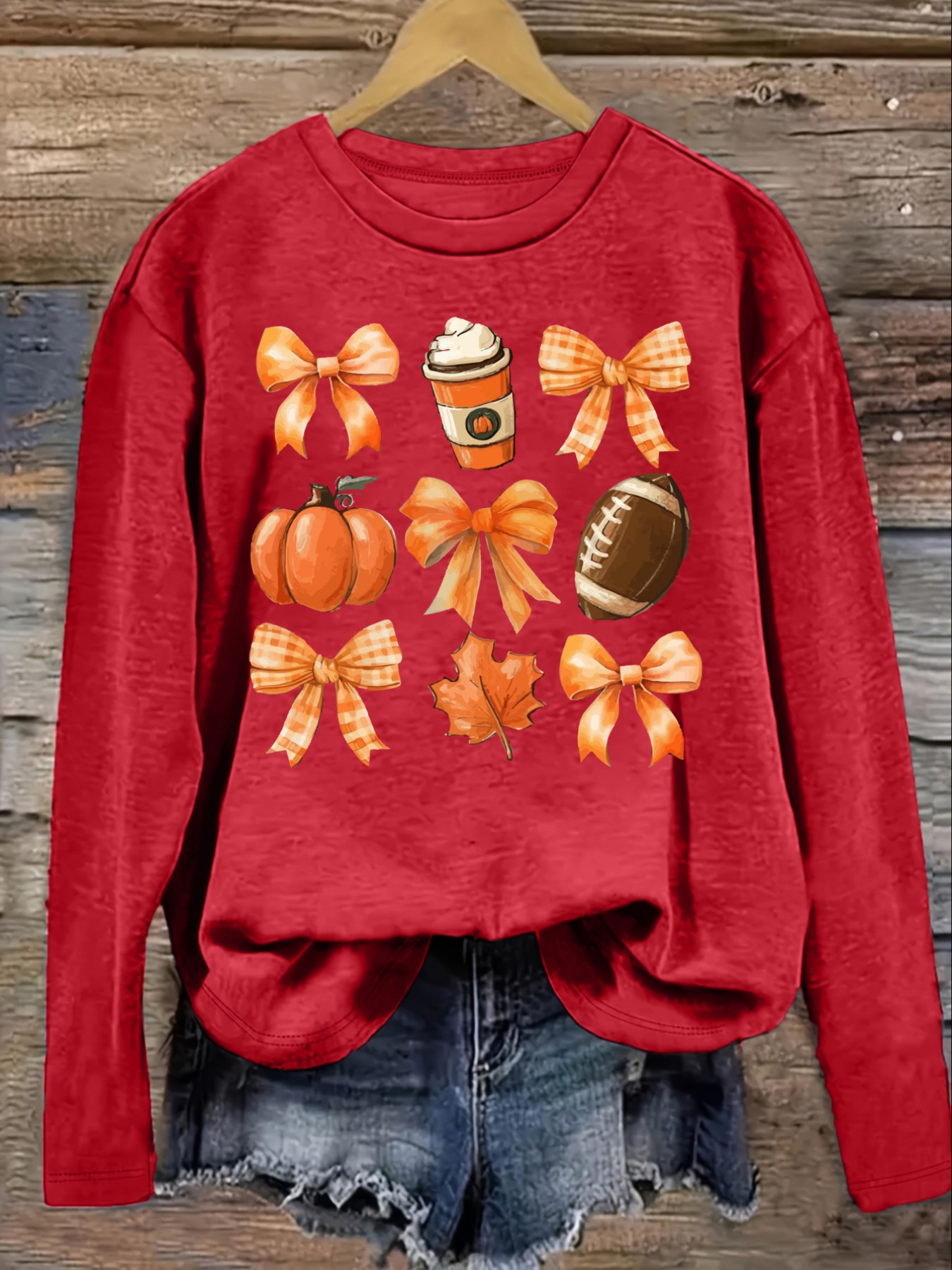 Women's Casual Long Sleeve Cre - Coffee & Tea Ken'S House ulasan dan harga