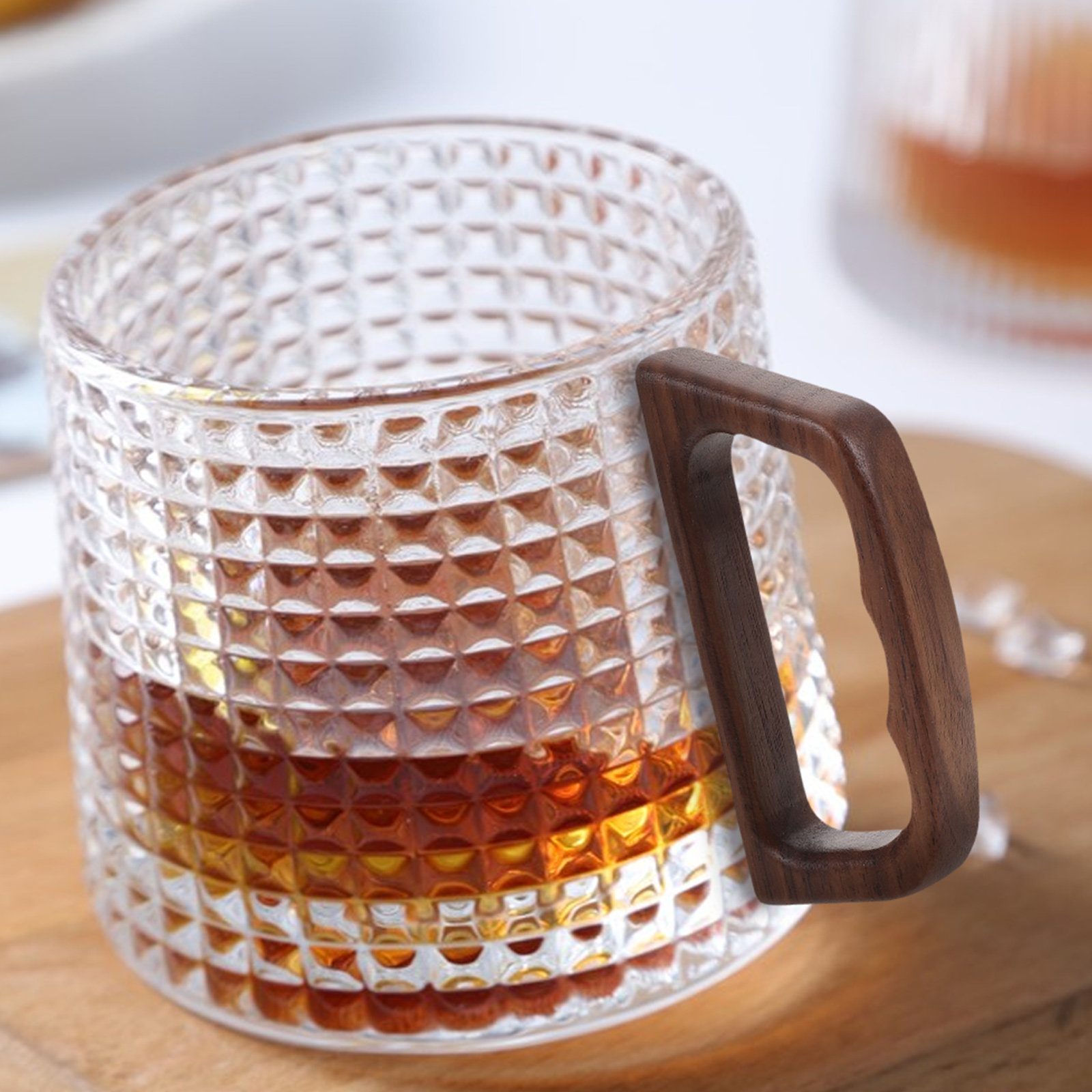 Glass Wooden Handle Black Waln - Coffee Tea Replacement ulasan dan harga