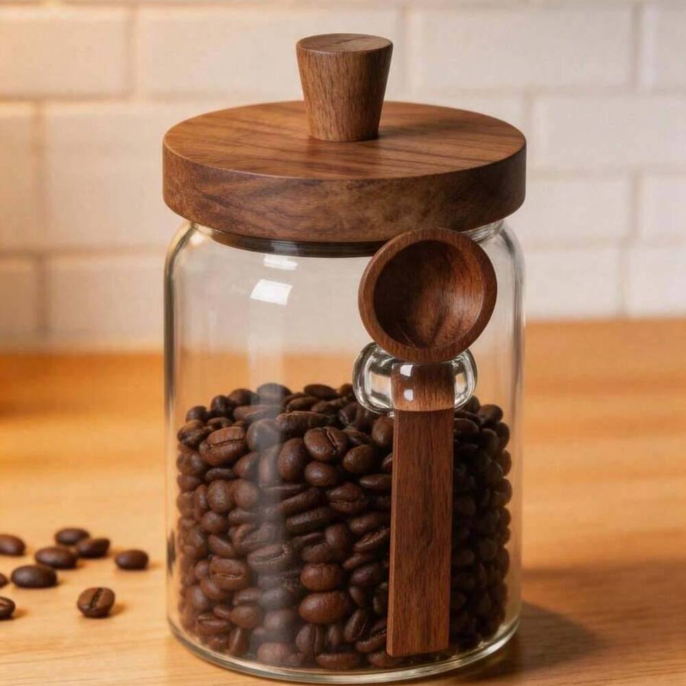 3Pcs Set Clear Glass Jars with - Coffee Tea Canister Set ulasan dan harga