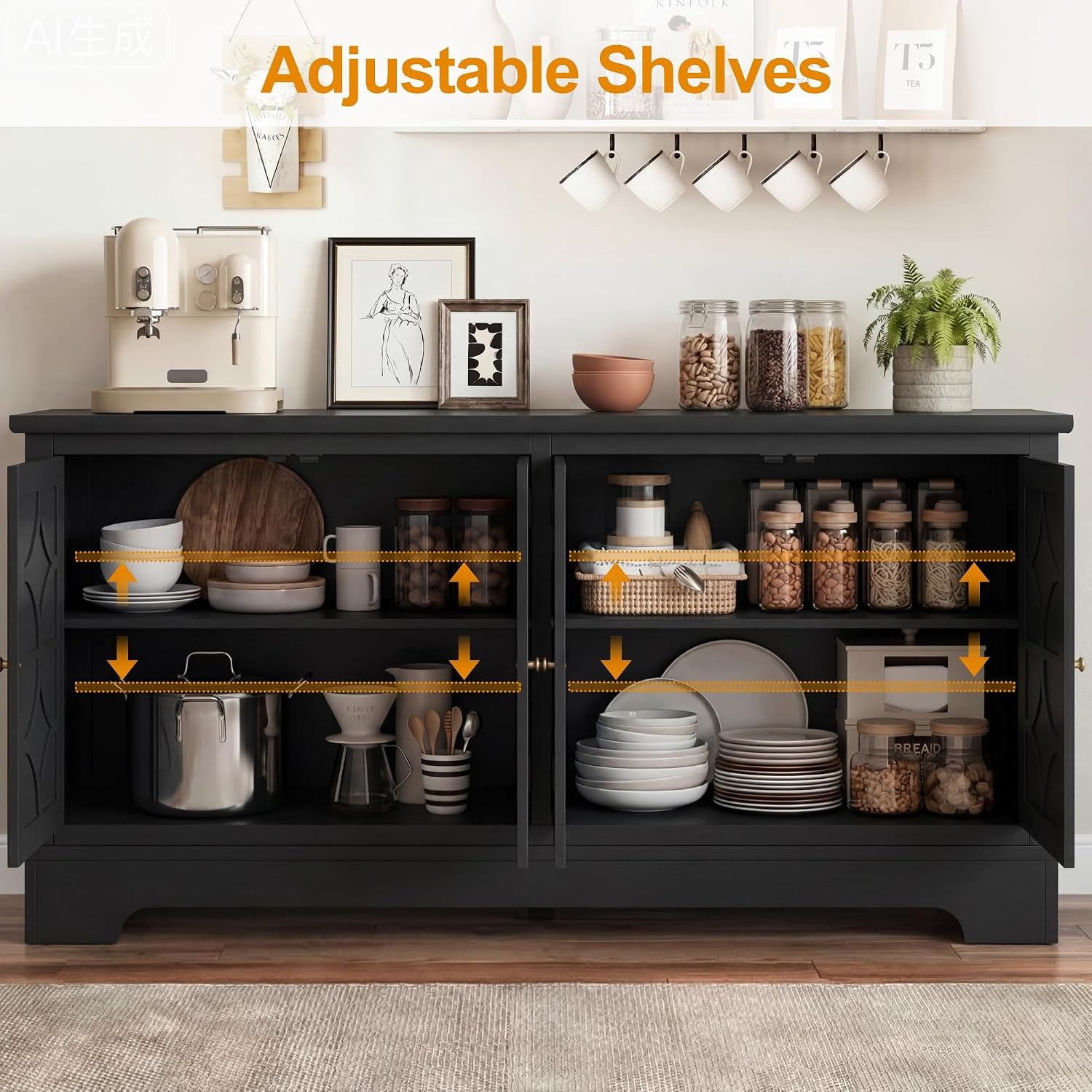 Sideboard Buffet Cabinet with  - Coffee & Tea Ken'S House ulasan dan harga