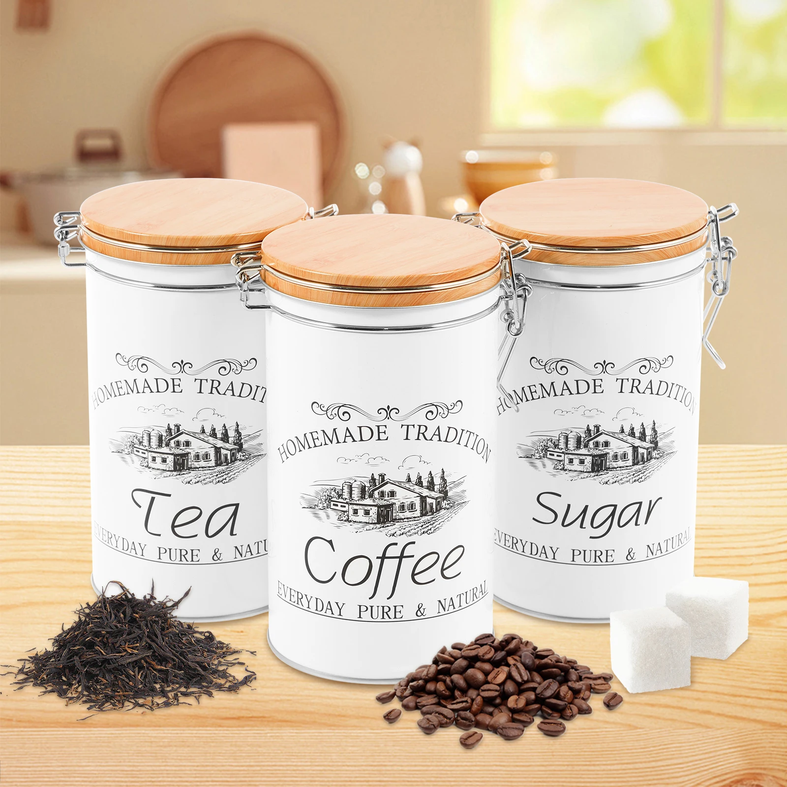 3Pcs/Set Tea Coffee Sugar Cani - Coffee Tea Canister Set ulasan dan harga