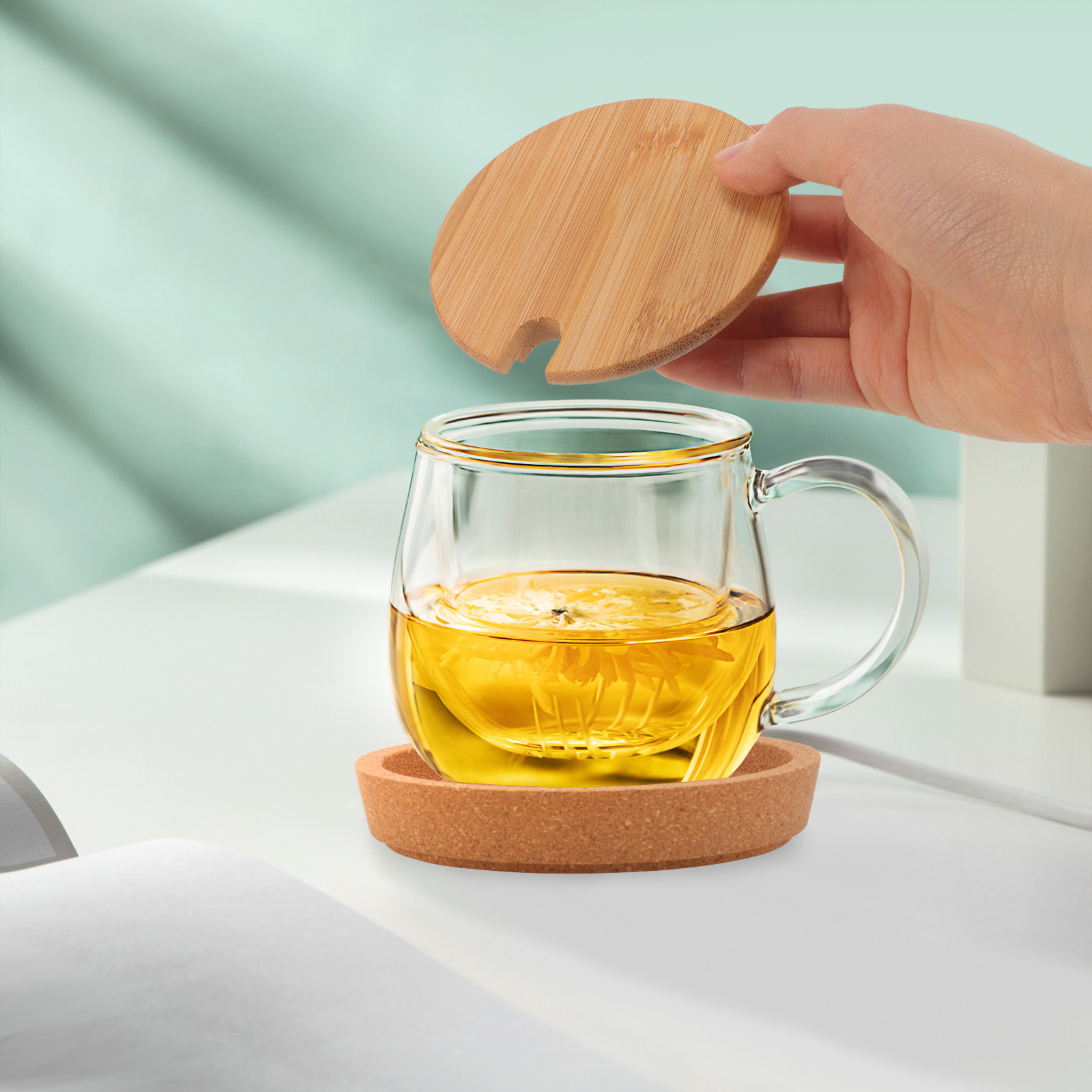 4Pcs Bamboo Round Cup Lid Mug  - Coffee Tea Replacement ulasan dan harga