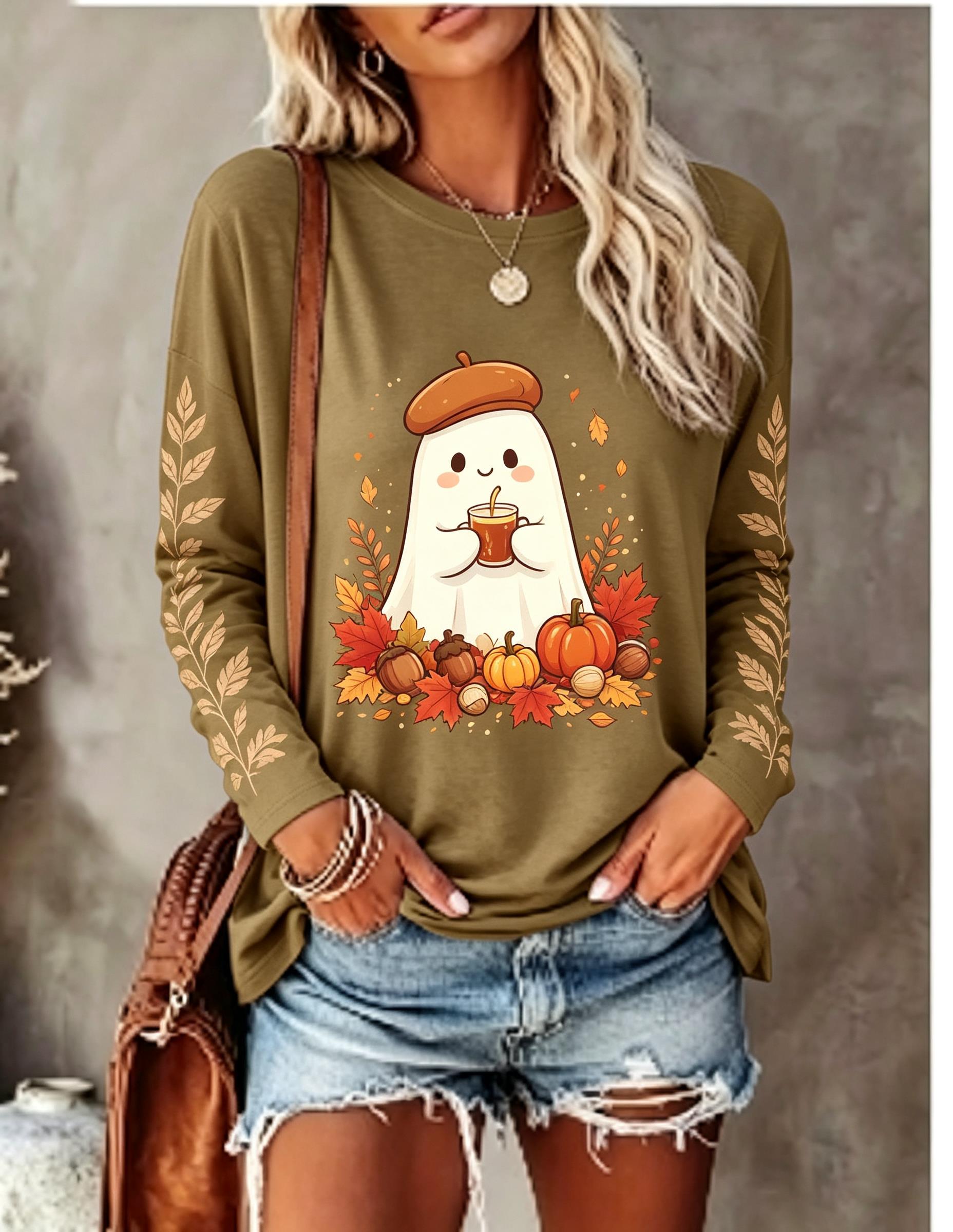 Women's Long Sleeve T-shirt Cu - Coffee & Tea Ken'S House ulasan dan harga