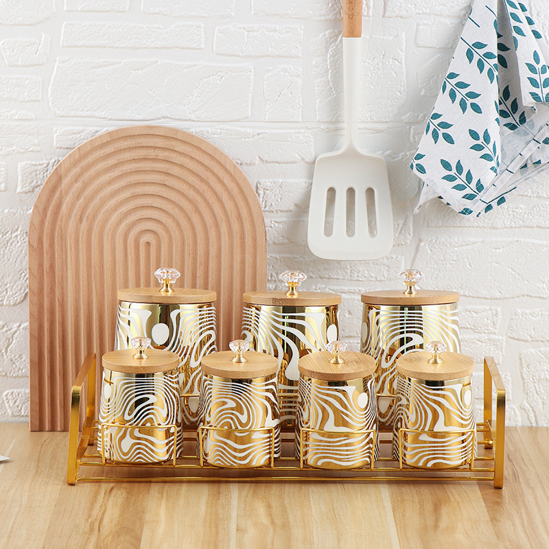 Set of 7 Color Glazed Ceramic  - Coffee Tea Canister Set ulasan dan harga