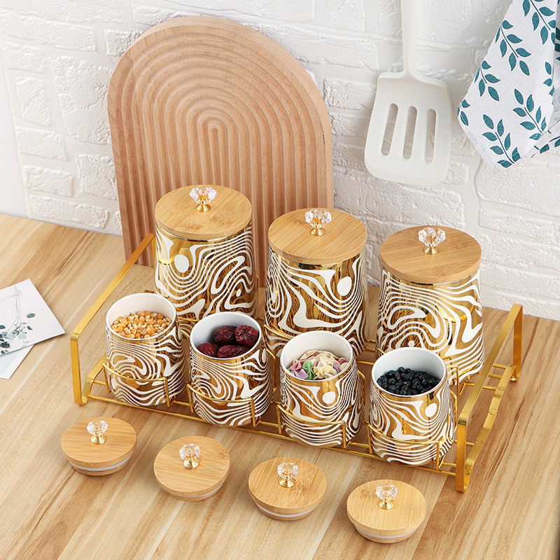 Set of 7 Color Glazed Ceramic  - Coffee Tea Canister Set ulasan dan harga