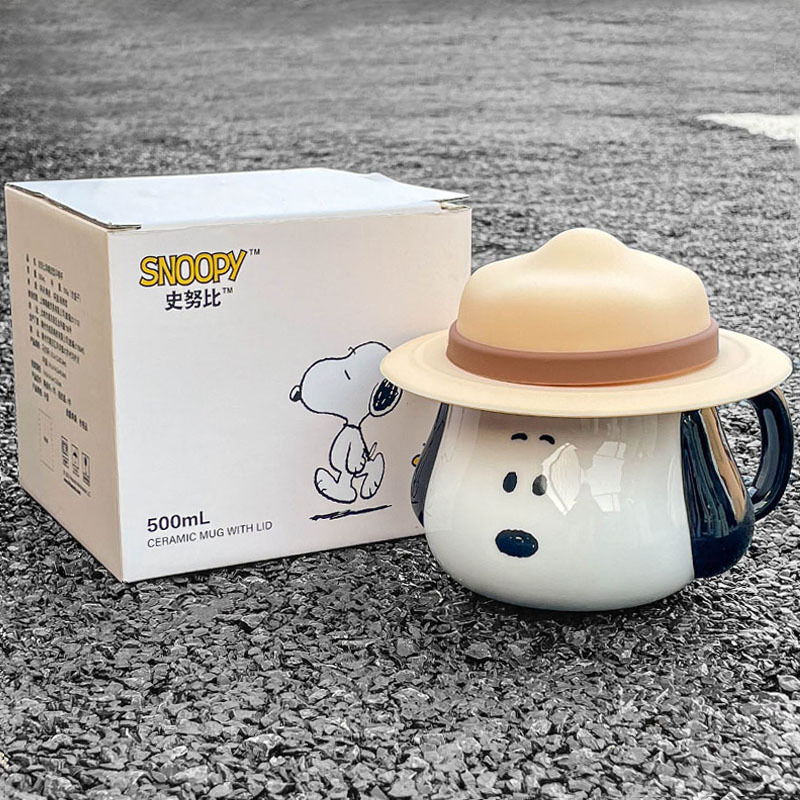 Snoopy Ceramic Mug Kawaii Cart - Good Coffee Tea ulasan dan harga